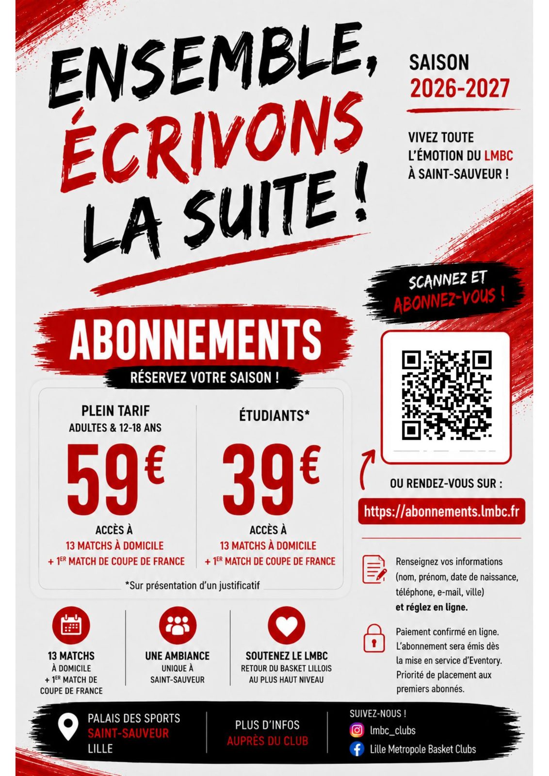 Affiche des abonnements LMBC 2026-2027